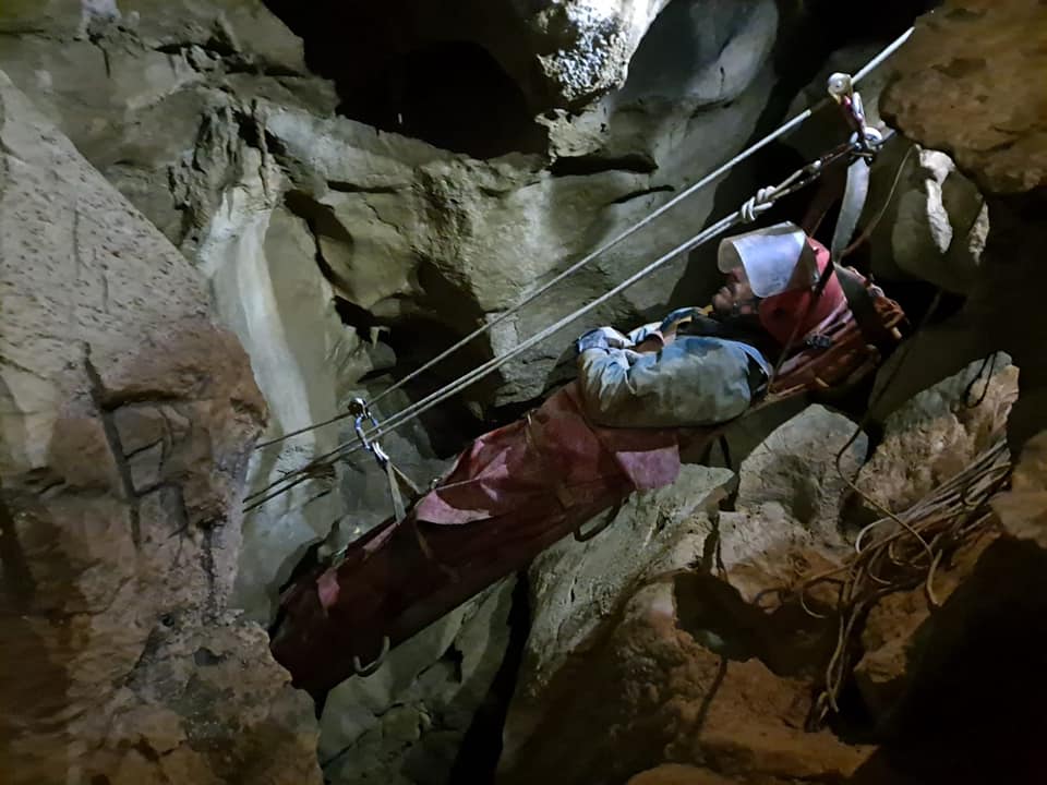 Simulacro de espeleosocorro realizado el pasado fin de semana